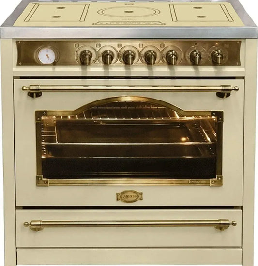 Kaiser Cuisinière à Induction 90 cm, Empire Ivoire, 5 Zones, 8 Fonctions, Autonettoyage, 115L