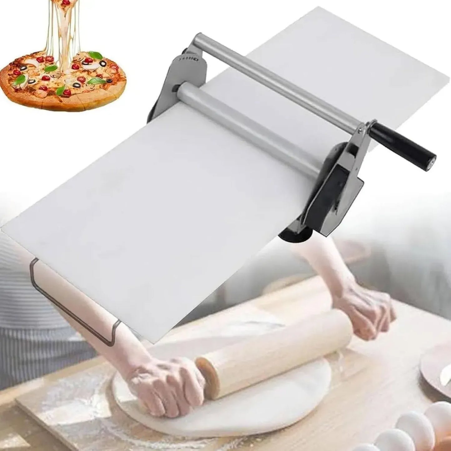 Machine à pâte réglable pliable avec raclette, idéale pour pizzas, croissants et pâtisseries, modèle de table