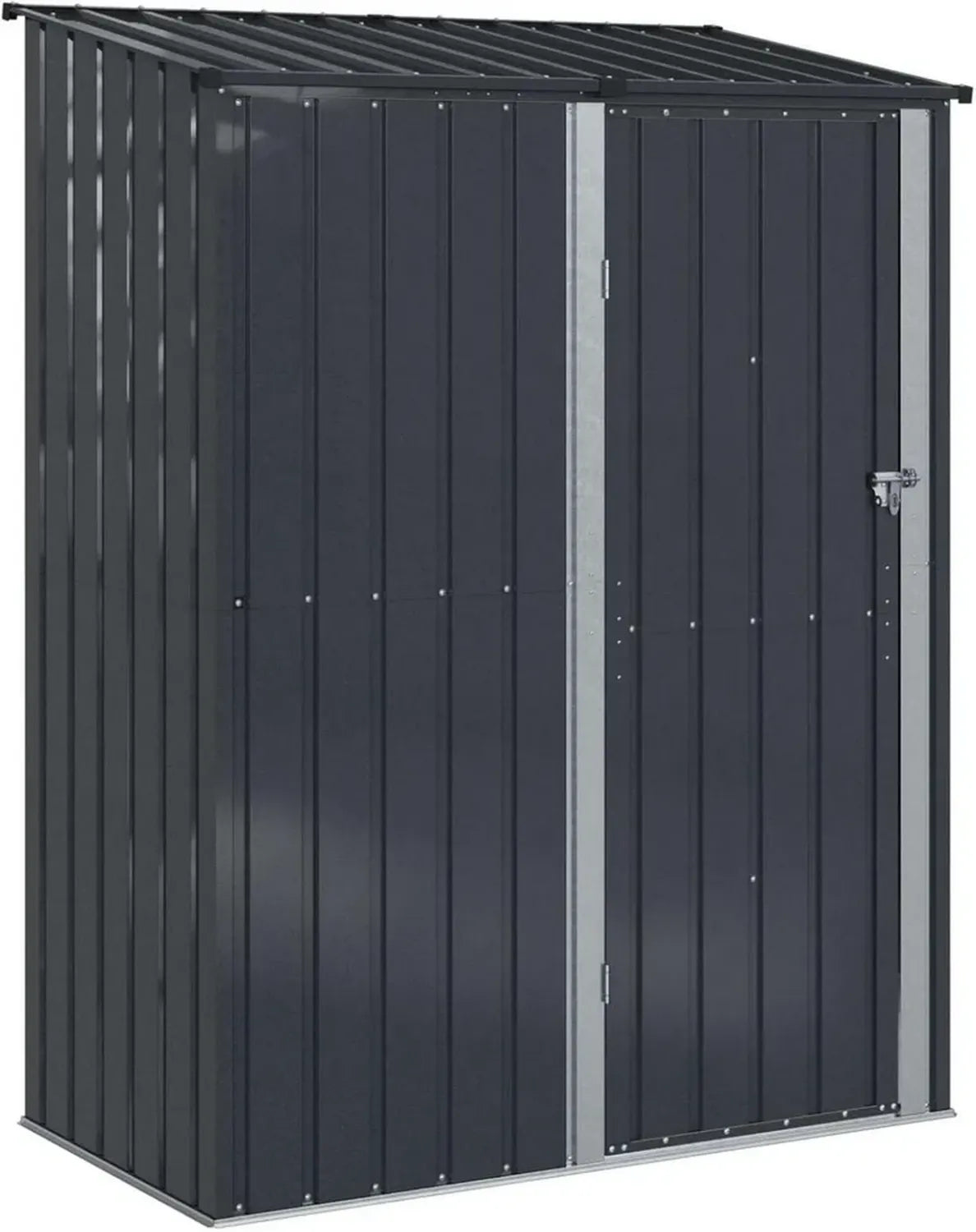 Cabane de Jardin en Métal Anthracite 153,5 x 86 x 200 cm pour Rangement d'Outils
