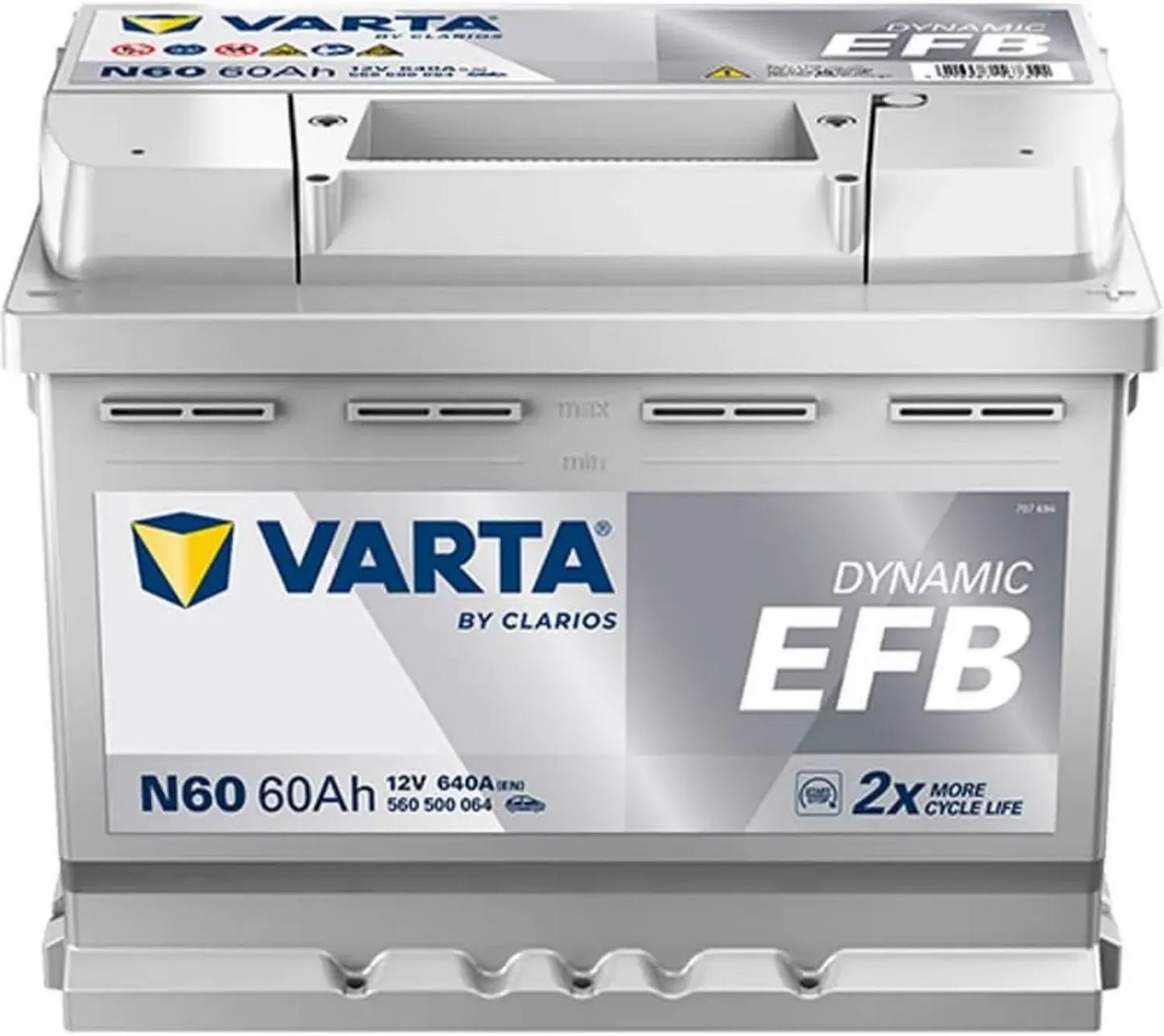Batterie automobile VARTA 60Ah 640A pour FIAT 500 1.2L