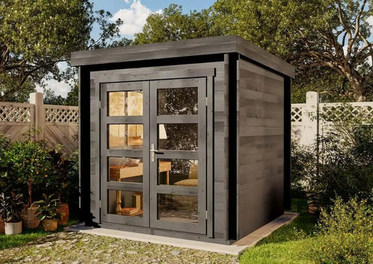 Abri de jardin gris anthracite Paloma Petit en bois, paroi 28 mm, avec plancher