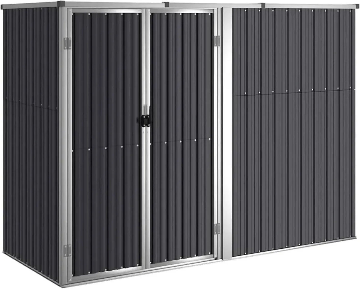 Abri de jardin en acier galvanisé anthracite, grande capacité de rangement, résistant aux intempéries, 225 x 89 x 161 cm