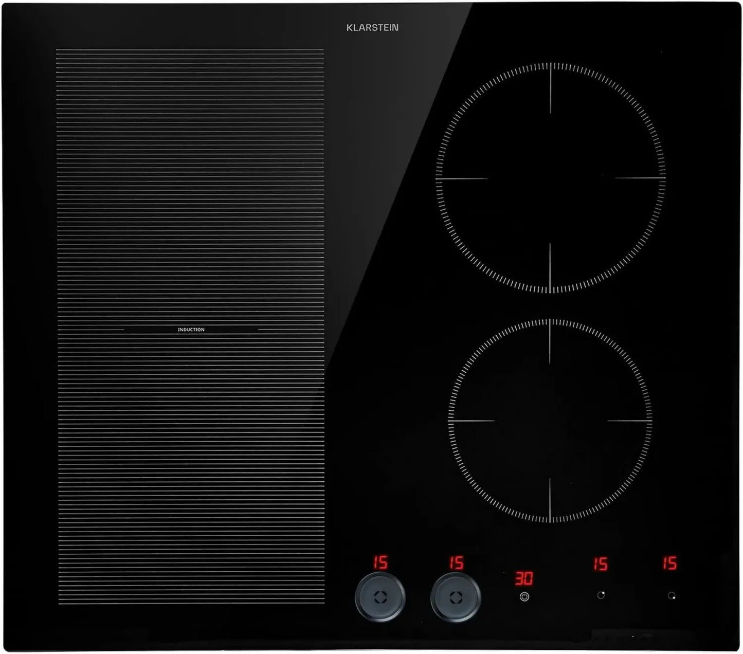 KLARSTEIN Plaque à Induction 7000W, 4 Zones de Cuisson, Technologie ThermoBoost, Réchaud Électrique Céramique Moderne