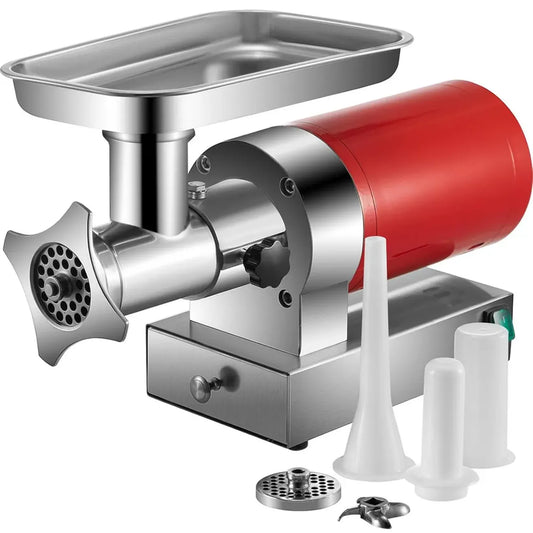 VEVOR Hachoir à Viande Électrique 800W 1,5 HP, Capacité 300 kg/h, Poussoir en Inox avec Plaque Broyeur, Idéal pour Cuisine et Restaurant
