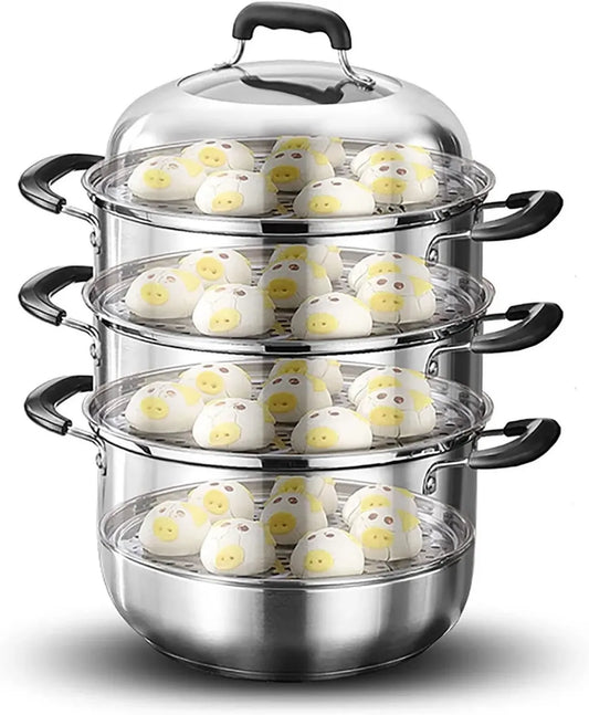 Faitout en Acier Inoxydable 304 pour Cuisson Vapeur et Soupe, Fond Triple Épaisseur, Parfait pour Braisé et Poulet mijoté