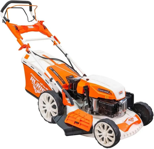 Tondeuse à Gazon RURIS RX441S 5,7 CV - 51 cm, Démarrage Électrique, Autopropulsée, Vitesse Variable, 5 Fonctions, 2000 m², Sac 65L, Orange