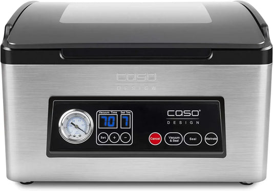 Machine sous vide Caso VacuChef 70 en acier inoxydable, pompe puissante 70L/min, double soudure, réglages personnalisables