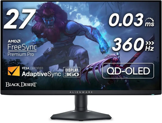 Écran Gaming Alienware 27' QHD 360Hz, QD OLED, 0.03ms, FreeSync Pro, HDR400
