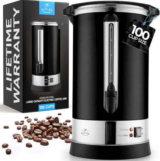 Zulay Kitchen Urne à Café en Acier Inoxydable - Distributeur 100 Tasses à Préparation Rapide