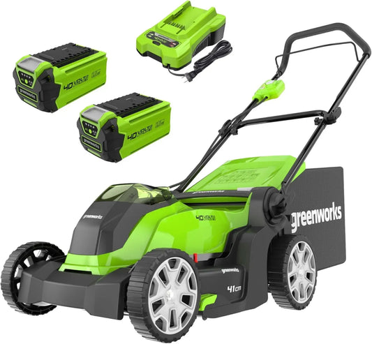 Tondeuse sans Fil Greenworks 40V avec Batteries et Chargeur, Largeur 41 cm, Pelouses jusqu'à 500m², Sac 50L, Garantie 3 Ans