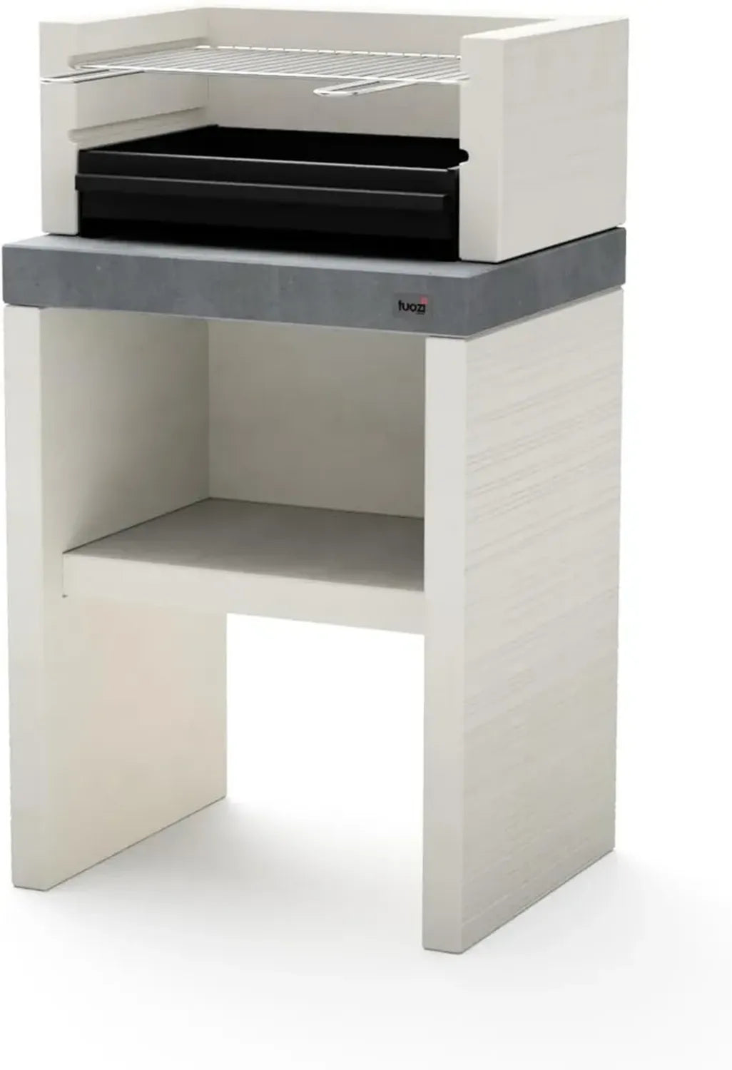 TUOZI - Barbecue au charbon de bois PLAN 0 - Gris/Blanc, 59x47x102 cm, Réf 8020, Compact pour balcons et jardins