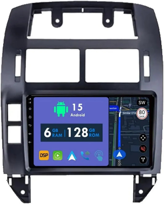 Autoradio GPS Android Carplay pour Volkswagen Polo Mk4 2001-2011 avec Bluetooth et Navigation