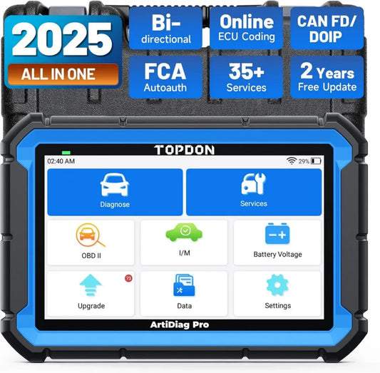 TOPDON ArtiDiag Pro Outil de Diagnostic Complet pour Voiture, Codage ECU, 35+ Réinitialisations, Tests Actifs, 2 Ans de Mises à Jour Gratuites