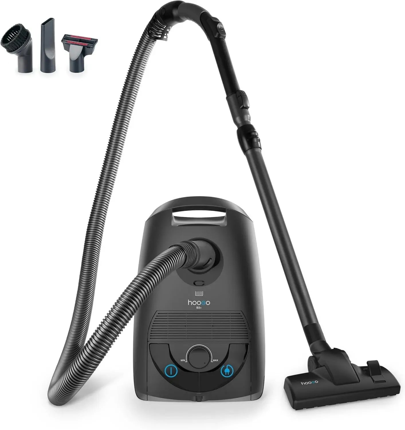Aspirateur Hoogo B3+ Graphite, Puissance 850W, Filtre HEPA 14, Rayon 11m, Silencieux 74dB, Capacité 3L