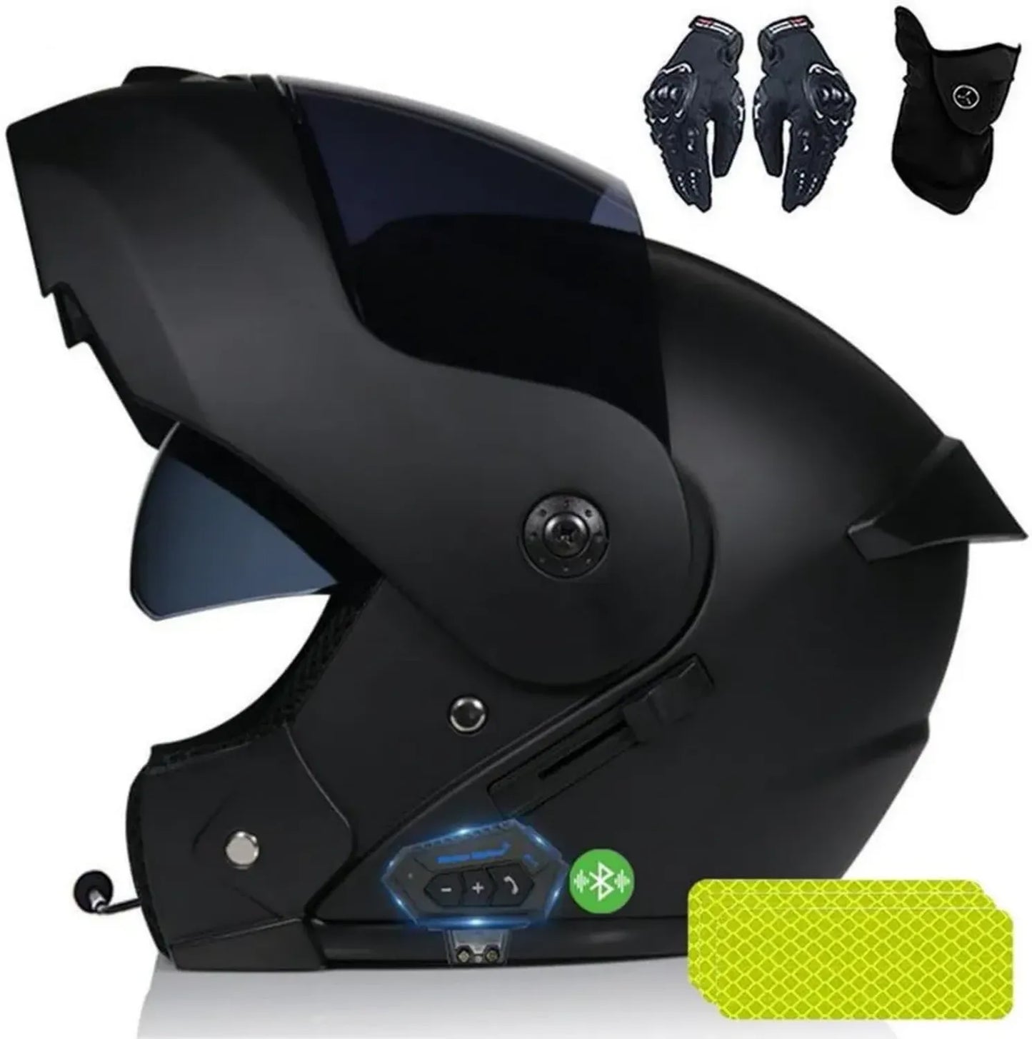 Casque de Moto Modulable Bluetooth avec Double Visière pour Adultes, Tailles S à XL
