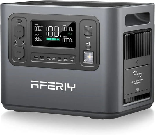 Générateur Electrique Portable AFERIY 2400W, Batterie LiFePO4 2048Wh, Charge Rapide 1,5H, Prise UE 220-240V, Fonction UPS, Idéal pour Camping, Maison et Bureau, Garantie 7 Ans