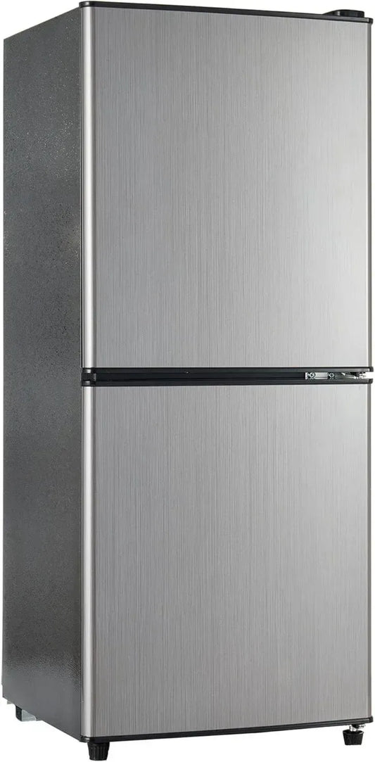 Réfrigérateur 106L avec Congélateur 4 Étoiles, Thermostat à 7 Positions, Éclairage LED, Clayettes Réglables, Classe Énergétique E