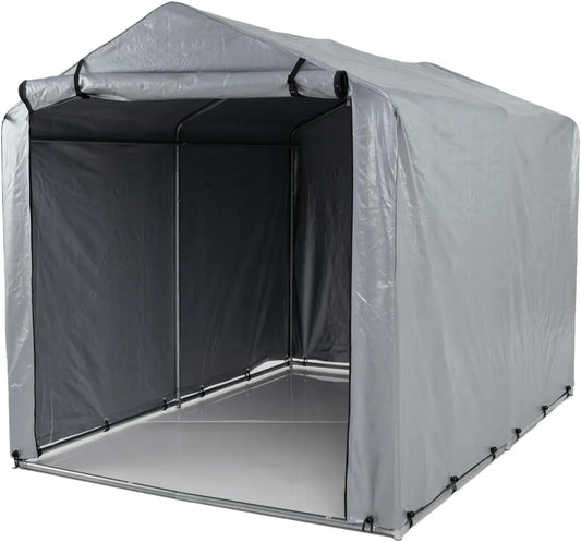 Abri de Rangement Extérieur Étanche pour Vélos et Motos, Tente avec Fermeture Éclair, 218 x 160 x 164 cm, Gris Clair