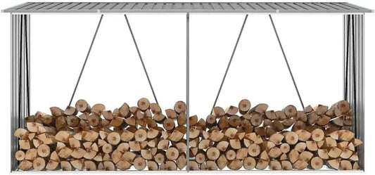 Abri de Bois en Acier Galvanisé Gris 330x84x152 cm