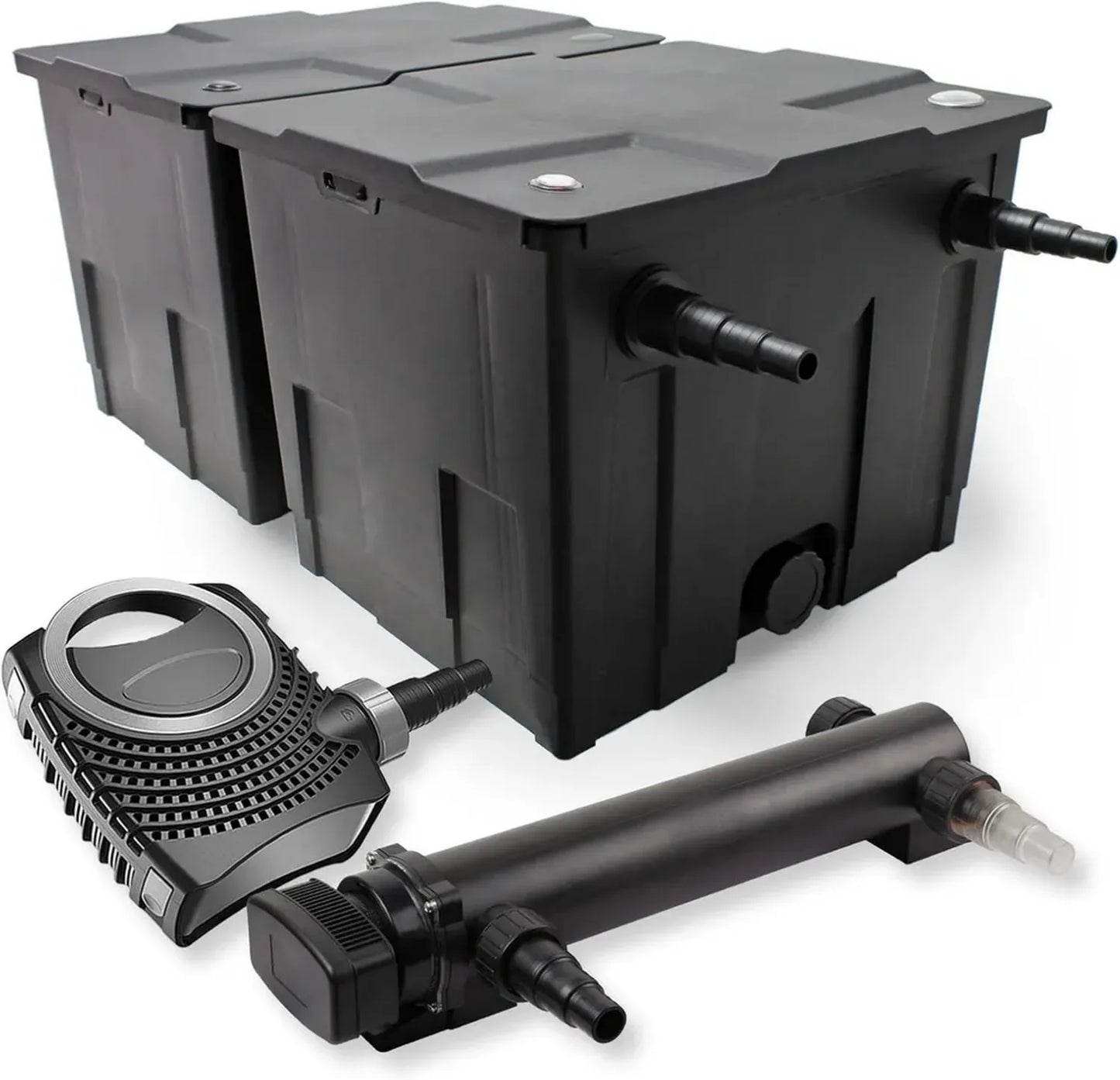 Kit complet SunSun pour bassin: Filtre biologique CBF-350B, Pompe de filtration NEO10000 10000l/h 80W, Clarificateur UVC CUV-336 36W