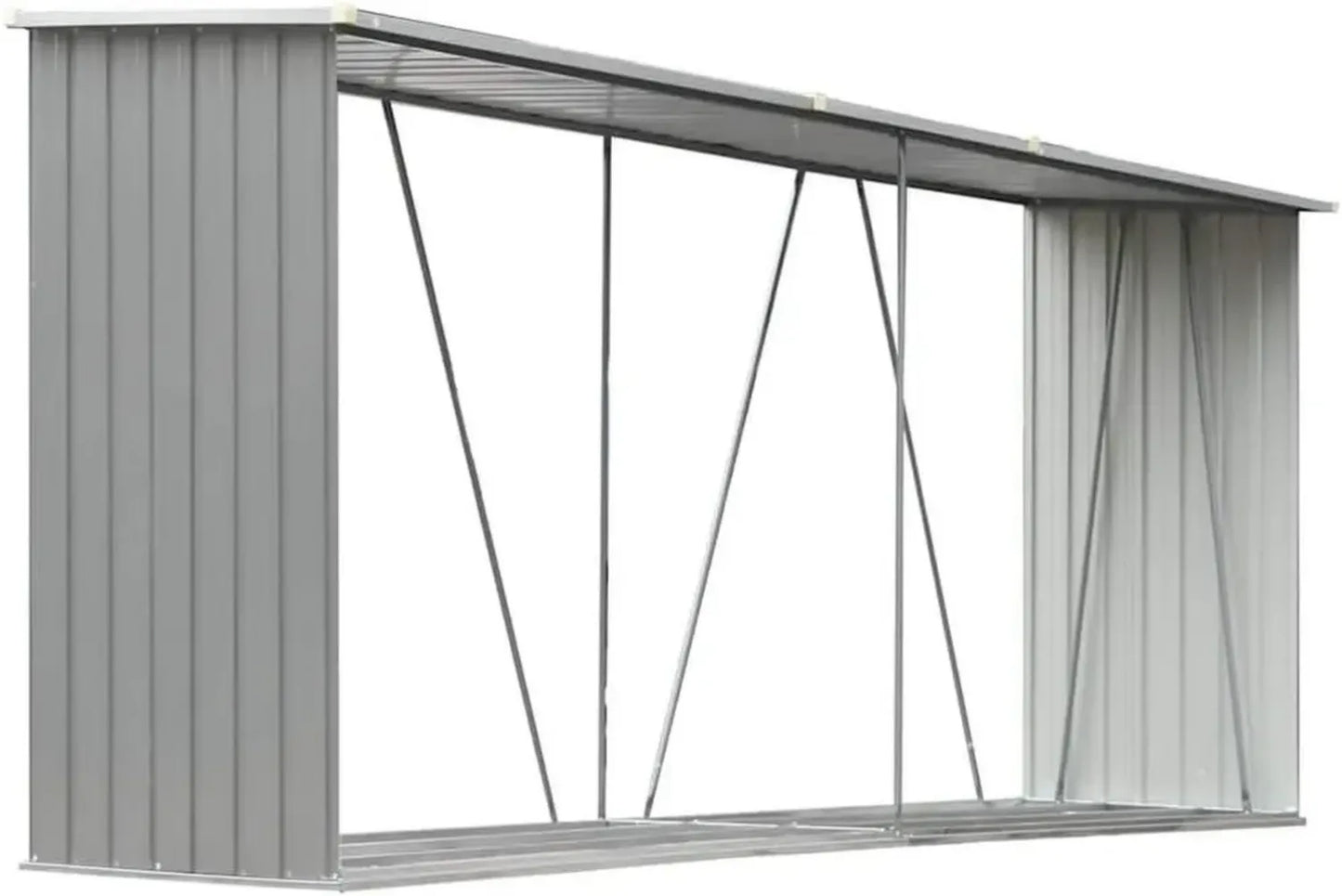 Abri de Rangement en Acier Galvanisé pour Bois 330x84x152cm Gris