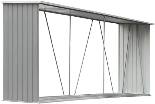 Abri de Rangement en Acier Galvanisé pour Bois 330x84x152cm Gris