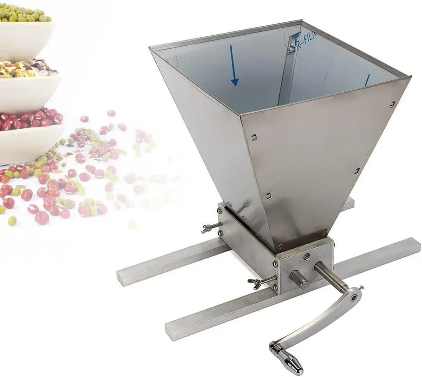 Moulin à céréales électrique en acier inoxydable avec broyeur réglable pour grains, café, avoine, farine, soja et blé - modèle à 2 rouleaux