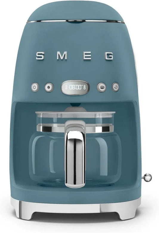 Cafetière Smeg Filtre DCF02SBMEU, Arôme & Démarrage Automatique, 12 Tasses, Intensité Réglable, Maintien au Chaud, 1050 W, Bleu Tempête