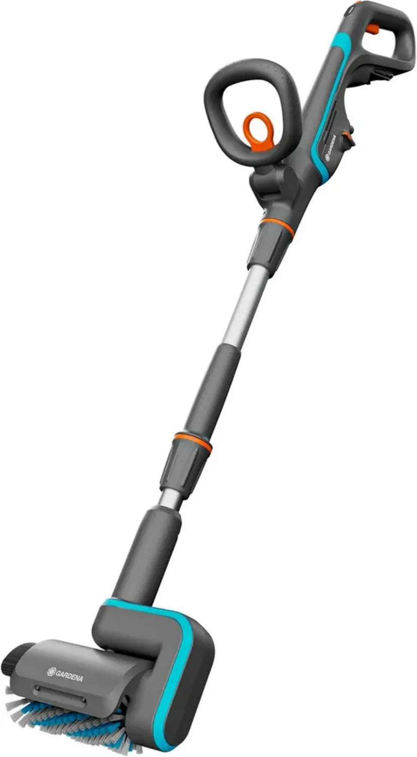 Nettoyeur de Terrasses Sans Fil Gardena AquaBrush 18V PVA, Usage Polyvalent, Idéal pour Sols Extérieurs, Sans Batterie Incluse