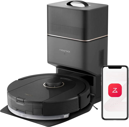 Aspirateur Robot Roborock Q5 Pro+ avec Station de Vidage Auto, Puissance 5500Pa, DuoRoller, Sac 2.5L, Réservoir 180ml, Navigation LiDAR précise, Contrôle via Application, Noir