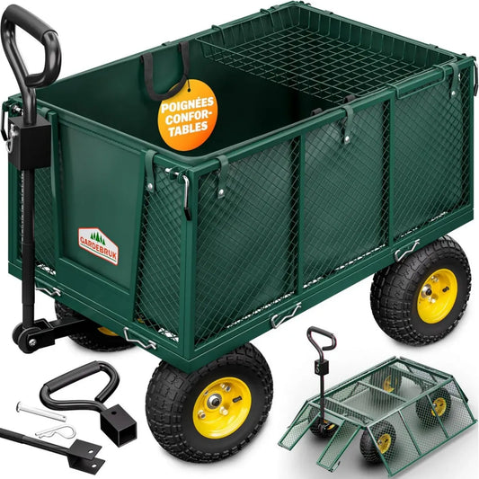 Chariot de Jardin Pliable 550kg avec Bâche Amovible - GARDEBRUK®