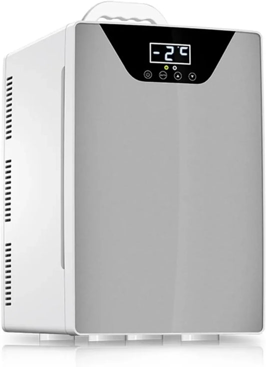 Réfrigérateur Portatif 20L avec Écran LCD - Idéal pour Cosmétiques, Bureau et Voiture - Argenté, 220V