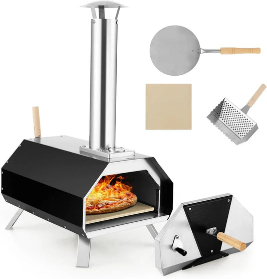 Four à Pizza Portable en Acier Inoxydable avec Accessoires, Idéal pour Jardin et Terrasse