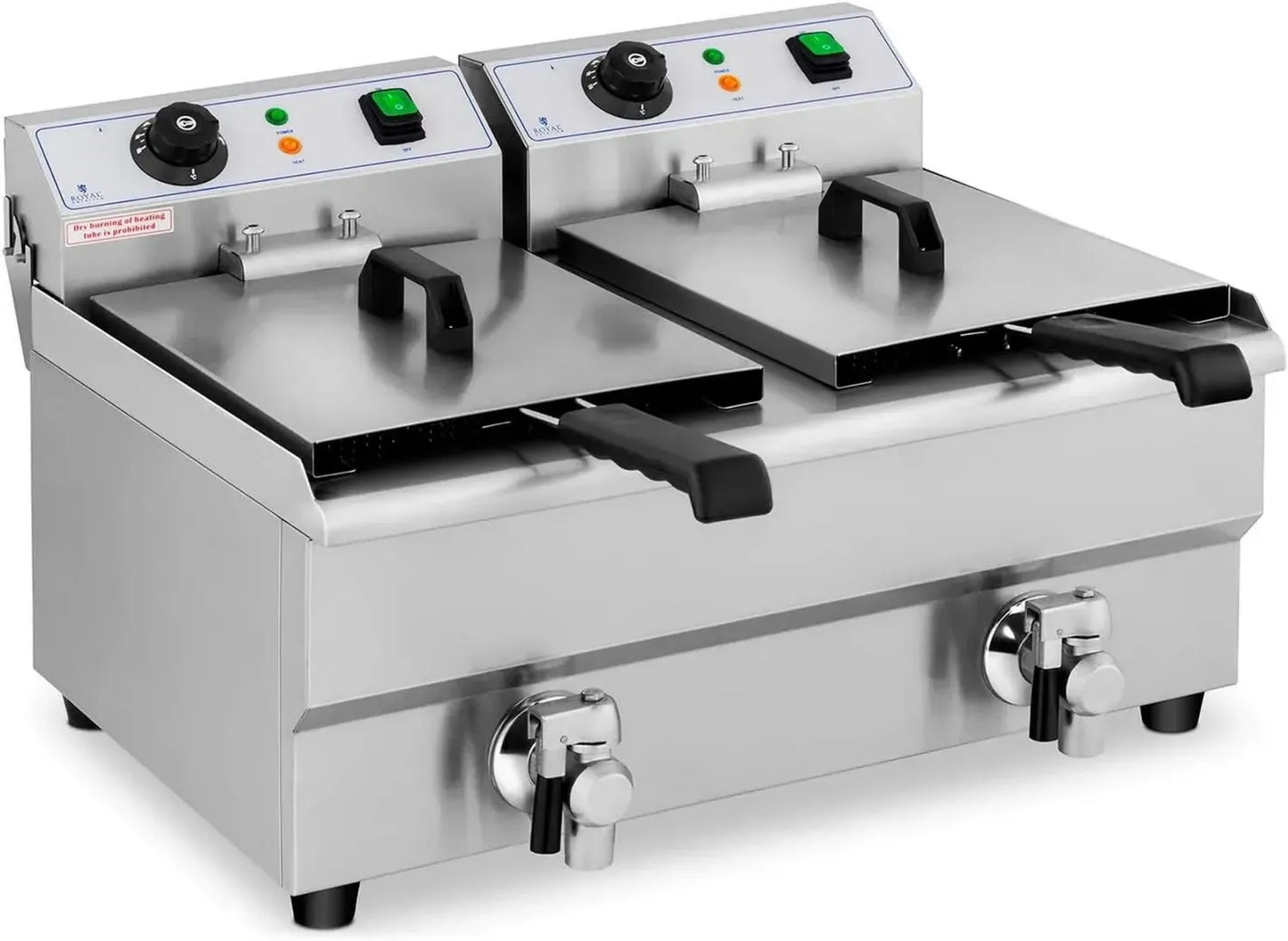 Friteuse Électrique Professionnelle 2 x 10 L - Double Zone Froide avec Robinet