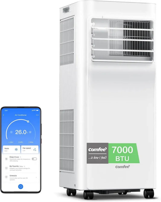 Climatiseur Mobile COMFEE' 7000 BTU, Application et Alexa, 3 Modes, Minuterie 24H, Pour 23㎡