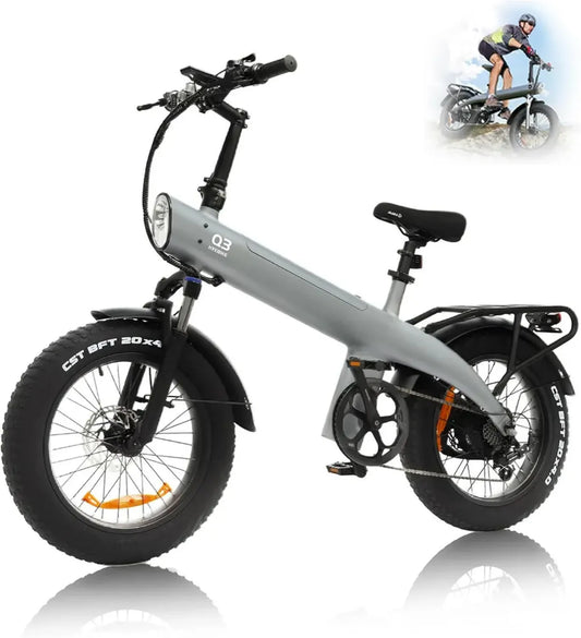 Vélo Électrique Pliable 48V 20Ah, Autonomie 100 km, Pneus 20x4'', 7 Vitesses, Double Freins à Disque, Écran LCD